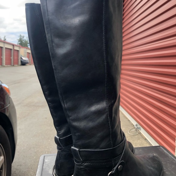 Franco Sarto Circuit Women’s Black Leather Tall Buckle Ride Boots Size 10M - Picture 8 of 14